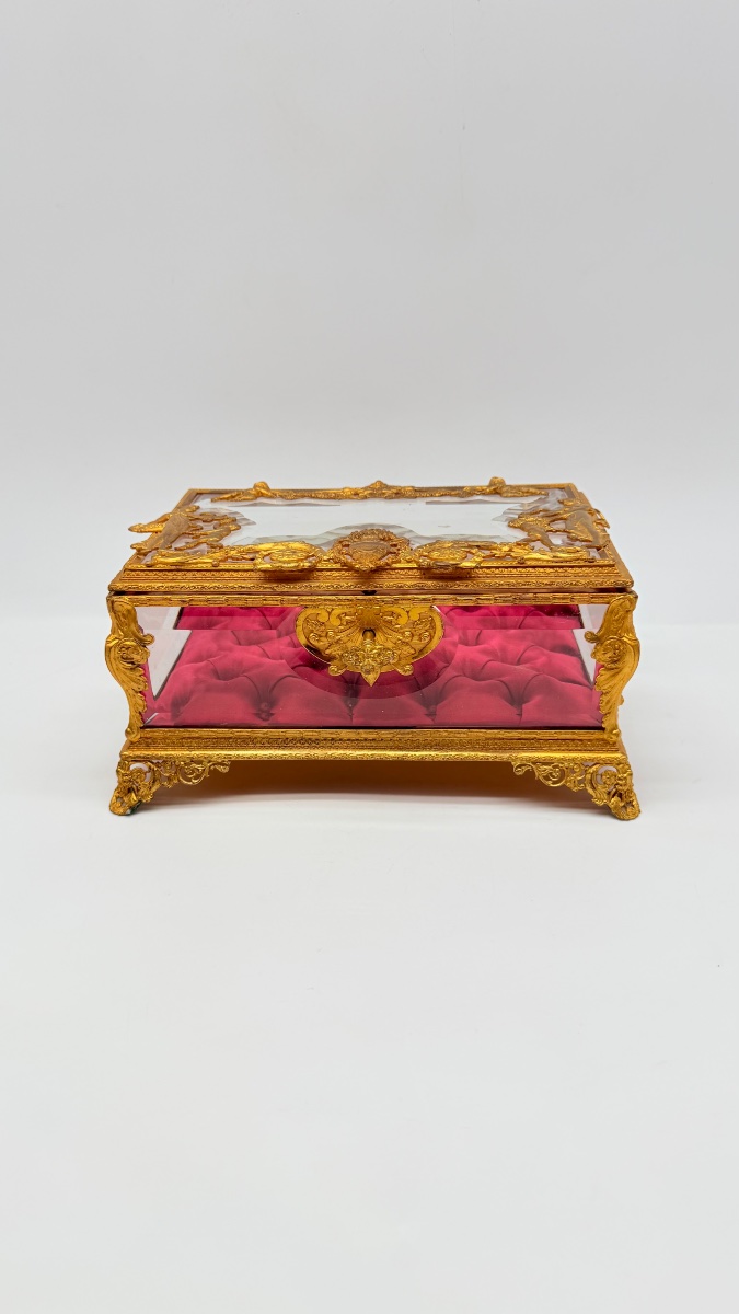 Crystal Jewelry Box With Gilded Bronze Decorations, 19th Century-photo-4
