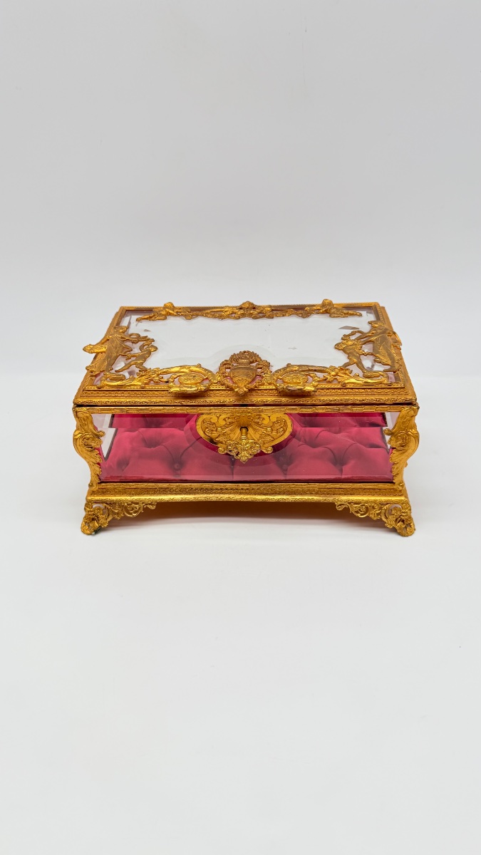 Crystal Jewelry Box With Gilded Bronze Decorations, 19th Century-photo-5