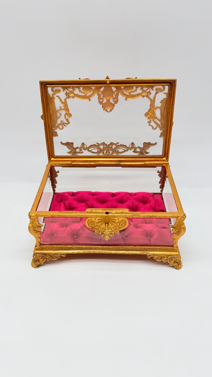 Crystal Jewelry Box With Gilded Bronze Decorations, 19th Century-photo-6