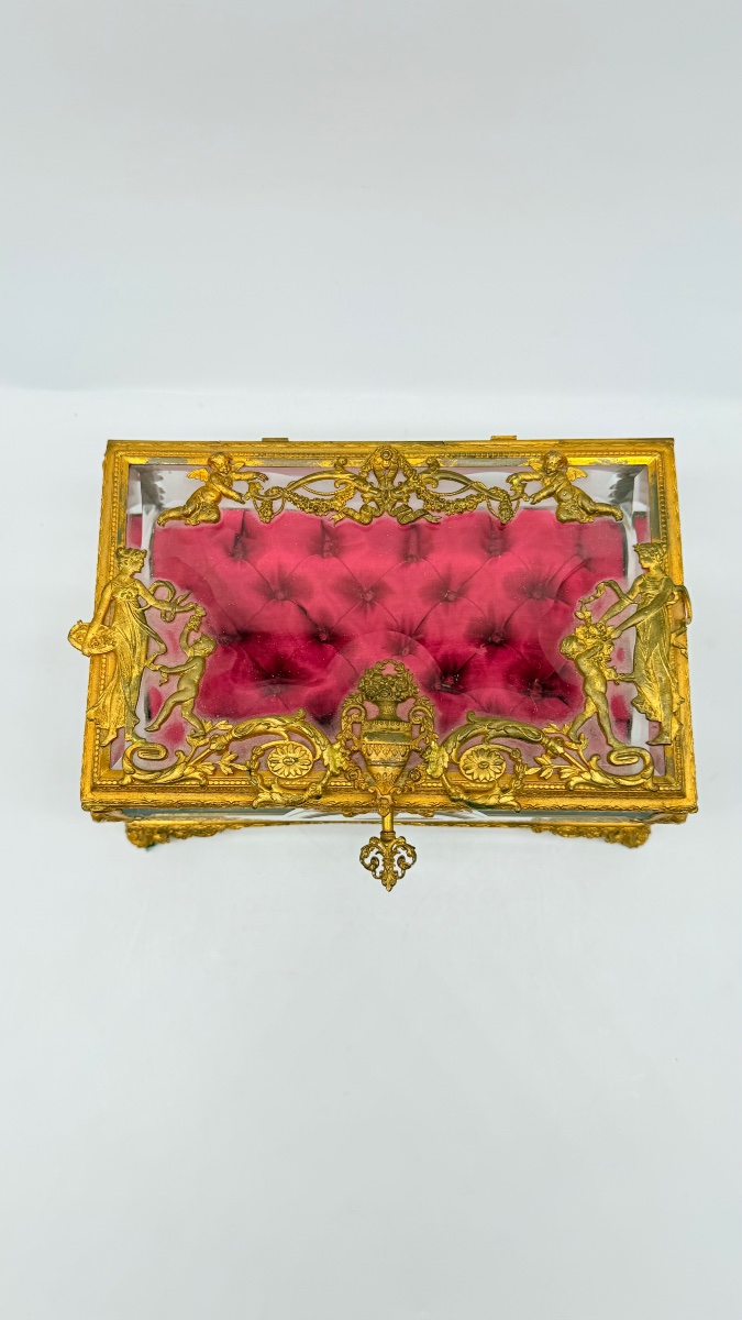 Crystal Jewelry Box With Gilded Bronze Decorations, 19th Century-photo-7