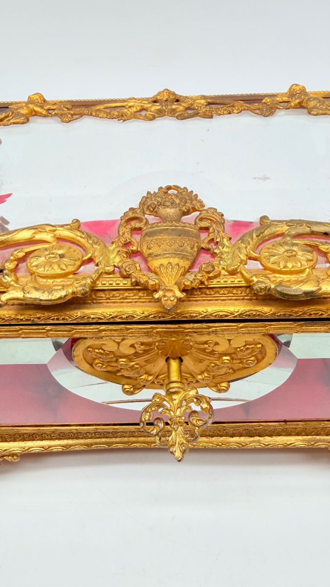Crystal Jewelry Box With Gilded Bronze Decorations, 19th Century-photo-8