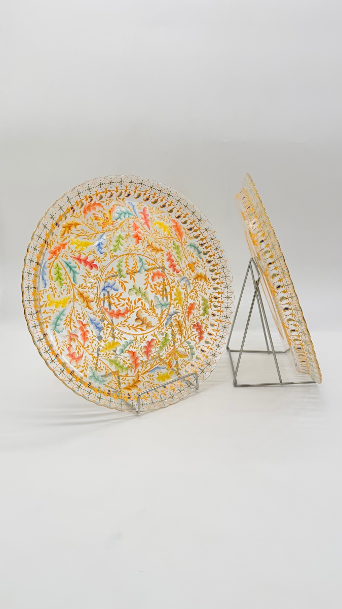 Pair Of Moser Enameled Glass  Chargers-photo-1