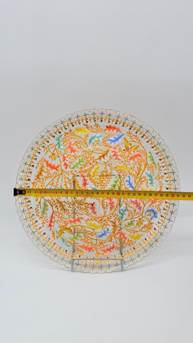 Pair Of Moser Enameled Glass  Chargers-photo-2