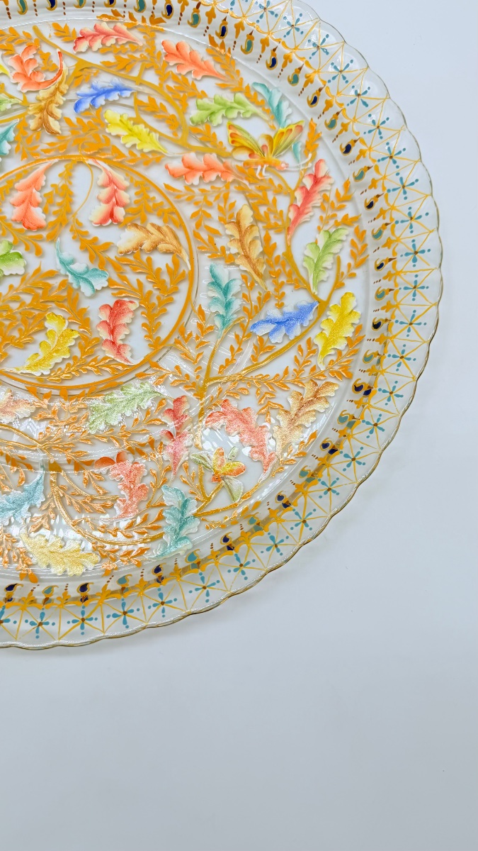Pair Of Moser Enameled Glass  Chargers-photo-3