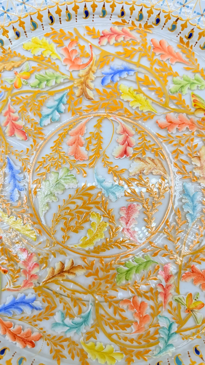 Pair Of Moser Enameled Glass  Chargers-photo-4