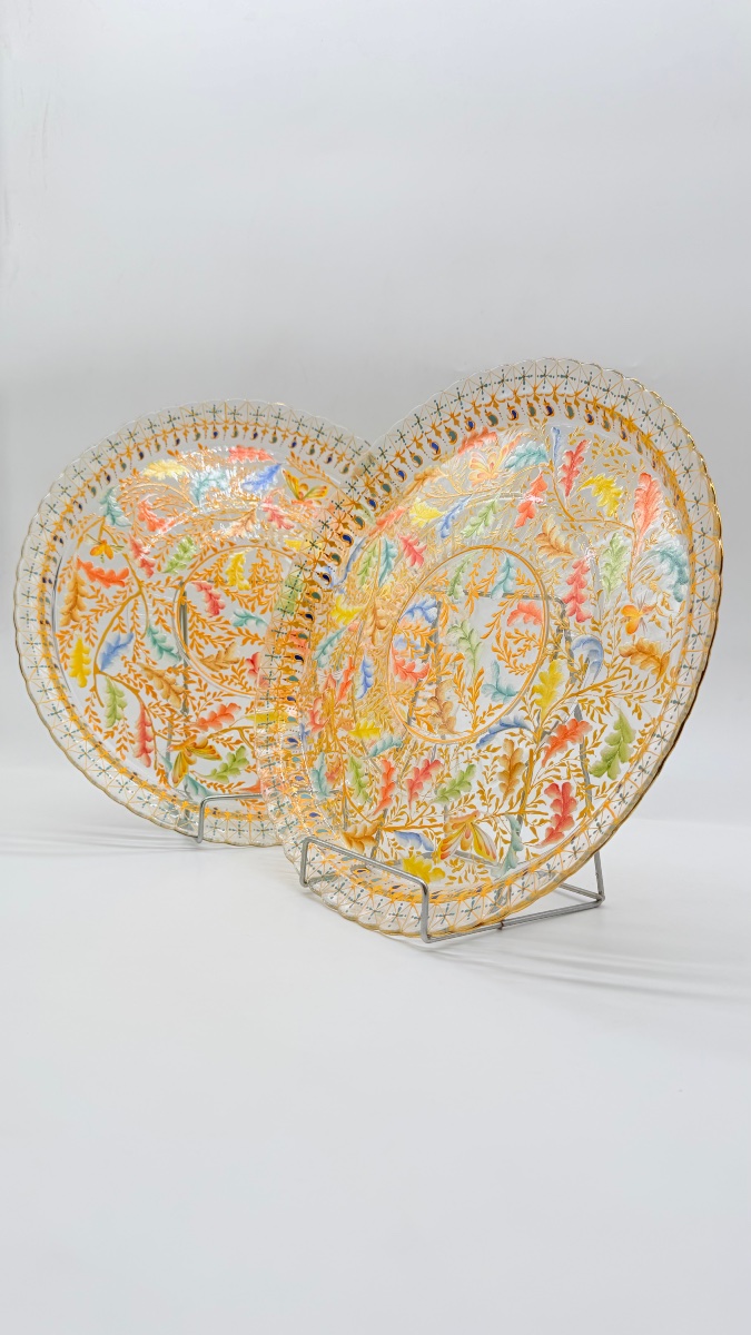 Pair Of Moser Enameled Glass  Chargers-photo-6