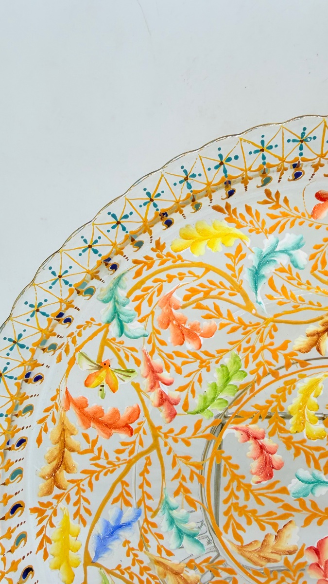 Pair Of Moser Enameled Glass  Chargers-photo-7