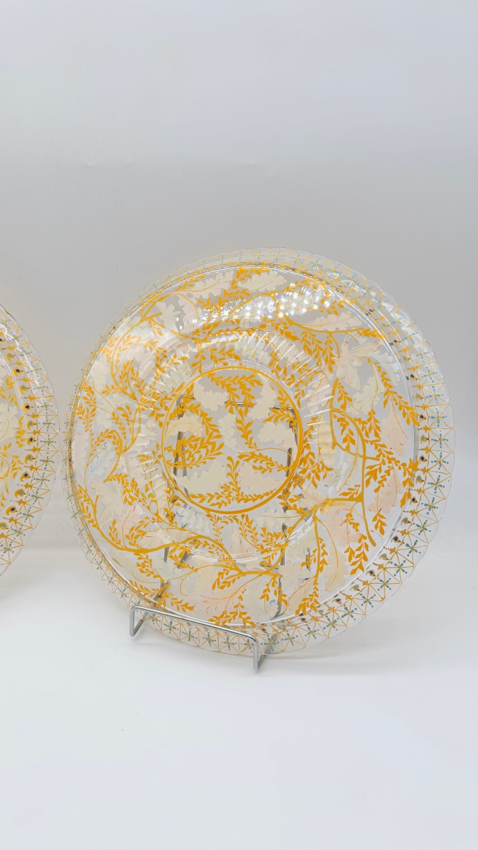 Pair Of Moser Enameled Glass  Chargers-photo-8