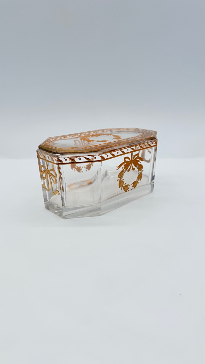 Boîte à bijoux en verre de Baccarat, époque Napoléon III-photo-1