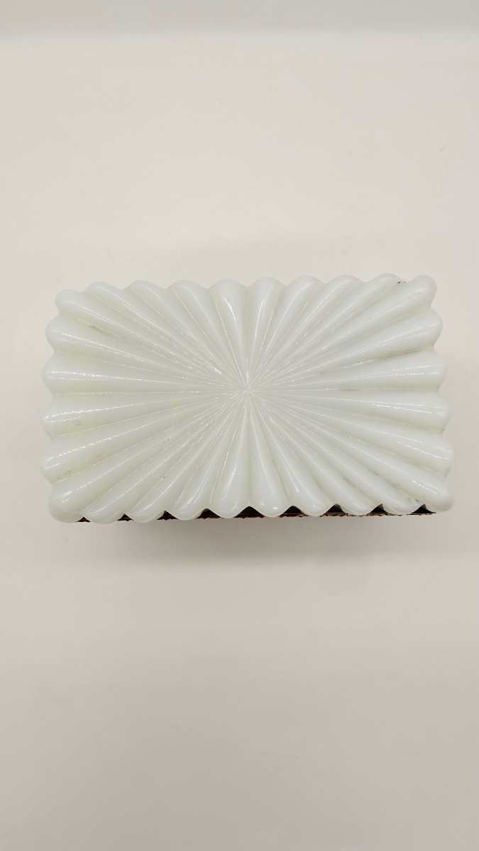 Coffret En Opaline Blanche d'époque Charles X,Bulle de Savon Opaline -photo-3
