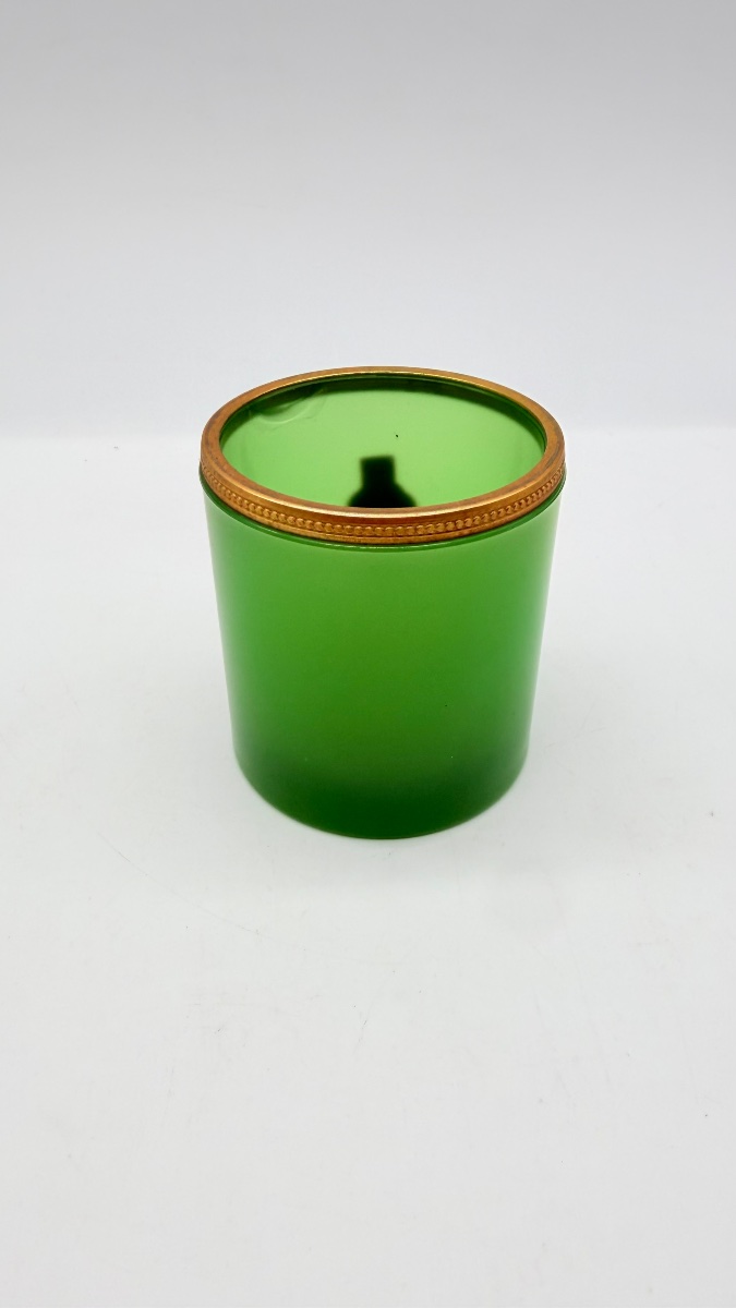 Italian Green Opaline Glass Set Of 3 Boxes , Venetian Glass-photo-4