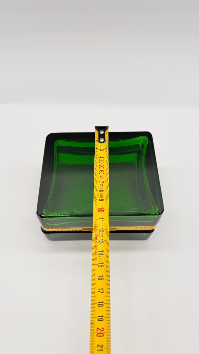 Coffret Boîte en Cristal vert bronze Doré XIXème-photo-7