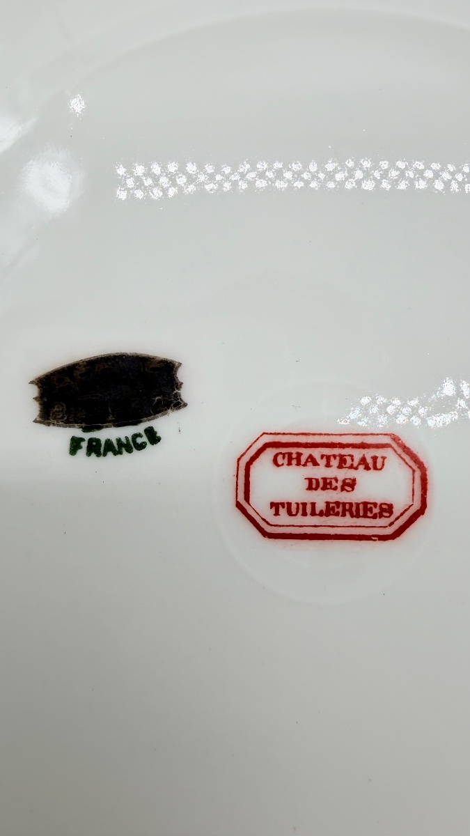 19th Century, Limoges, Set Of Six “château De Tuileries” Porcelain Plates-photo-4