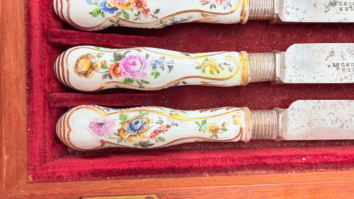 Meissen Set Of Twelve Knives With Porcelain Handles-photo-4