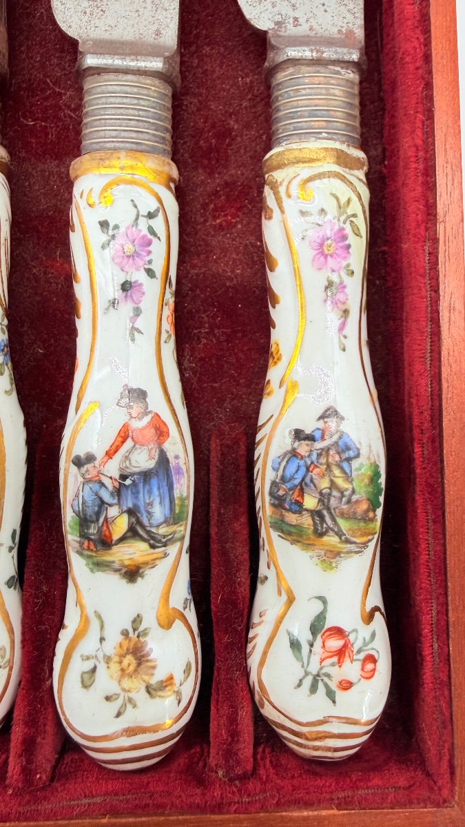 Meissen Set Of Twelve Knives With Porcelain Handles-photo-7