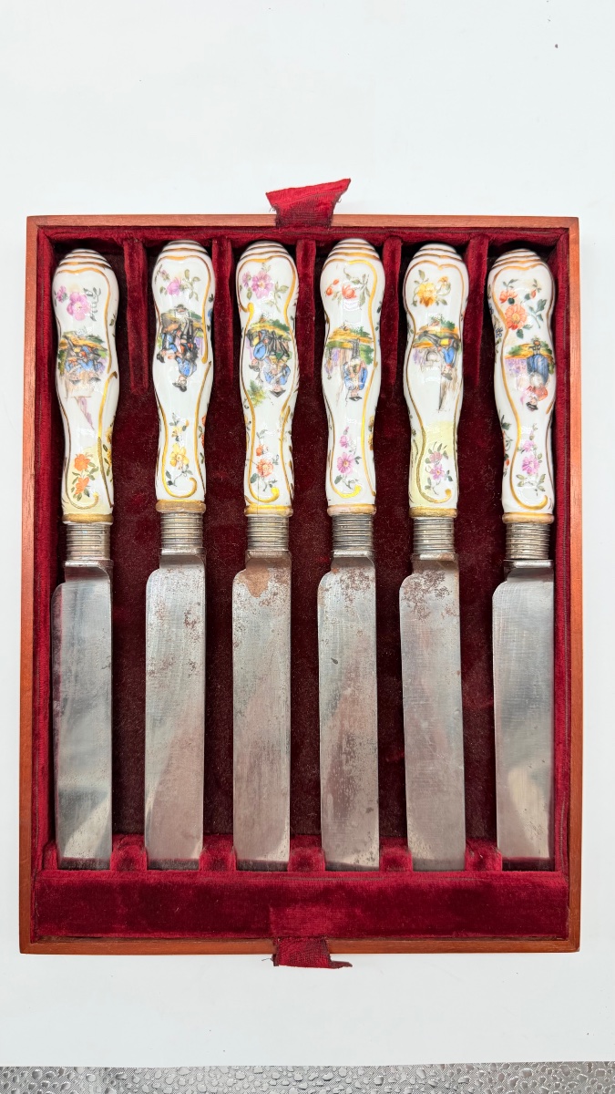 Meissen Set Of Twelve Knives With Porcelain Handles-photo-2