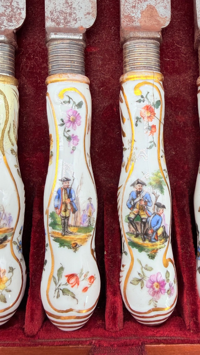 Meissen Set Of Twelve Knives With Porcelain Handles-photo-3