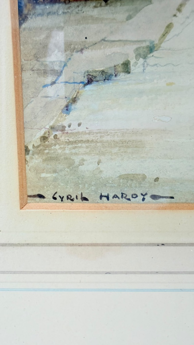 Aquarelle orientaliste représentant une scène de rue en Algérie, de Cyril Hardy, signée-photo-6