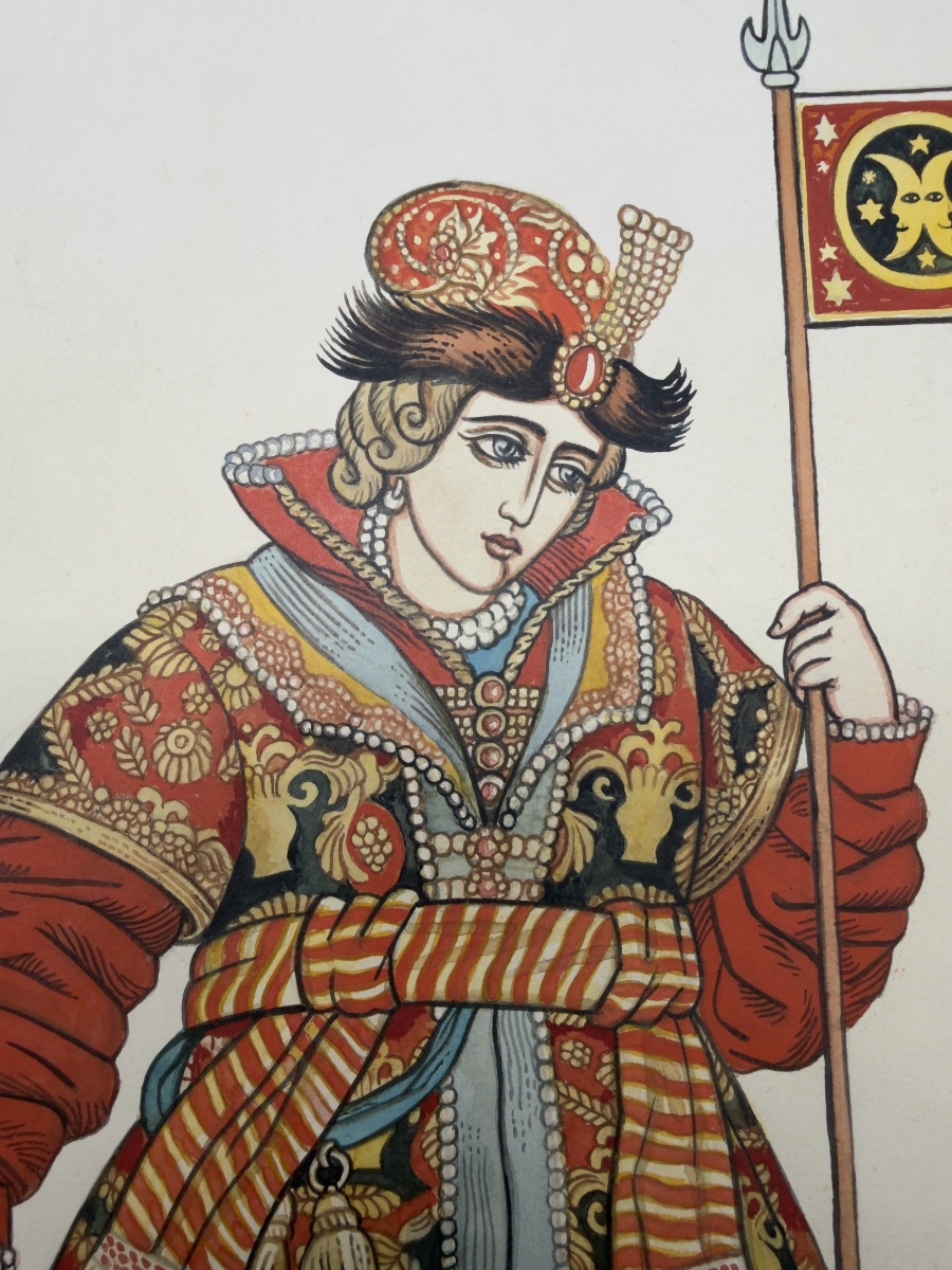 Aquarelle russe d'Ivan Bilibin, signée et datée-photo-1