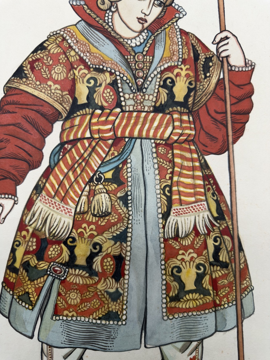 Aquarelle russe d'Ivan Bilibin, signée et datée-photo-5