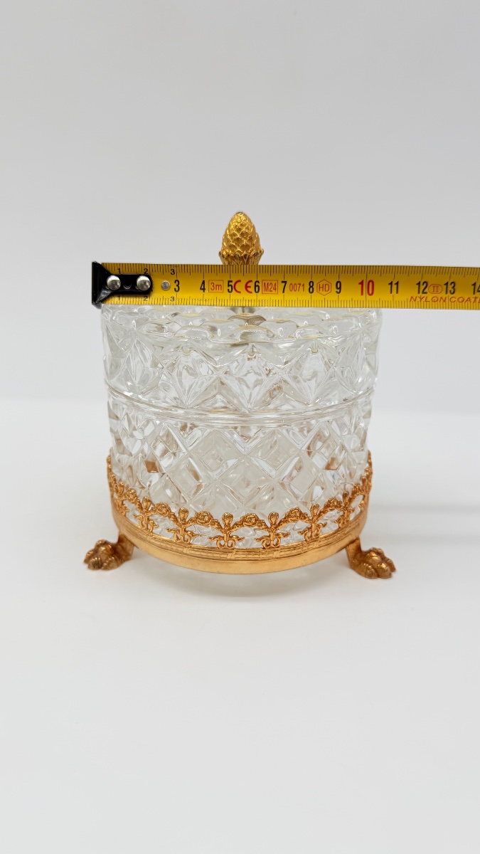 COFFRET A BIJOUX EN CRISTAL TAILLE ET BRONZE DORE D'EPOQUE CHARLES X-photo-3