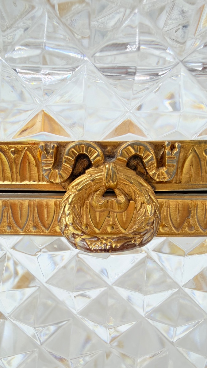Antique Baccarat Crystal Box With A Bow-shaped Clasp-photo-7