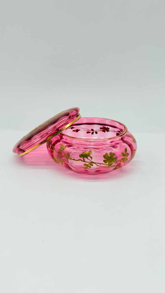 Baccarat Crystal Box With Gold Enamel, 19th Century-photo-4