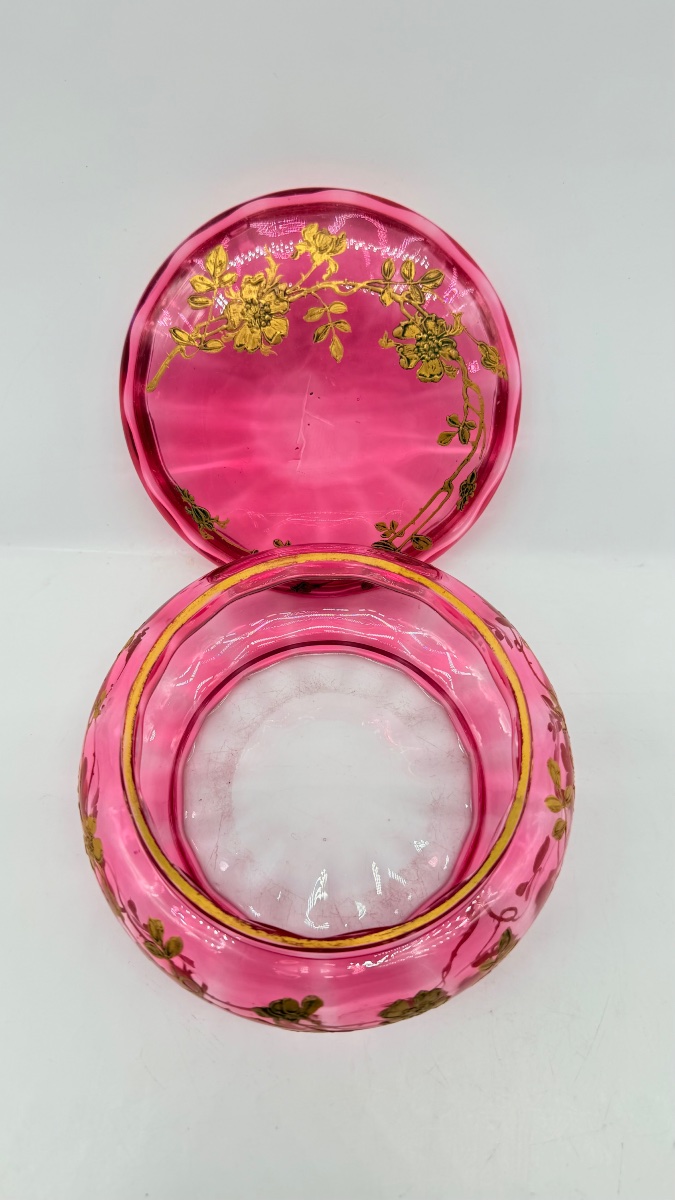 Baccarat Crystal Box With Gold Enamel, 19th Century-photo-6