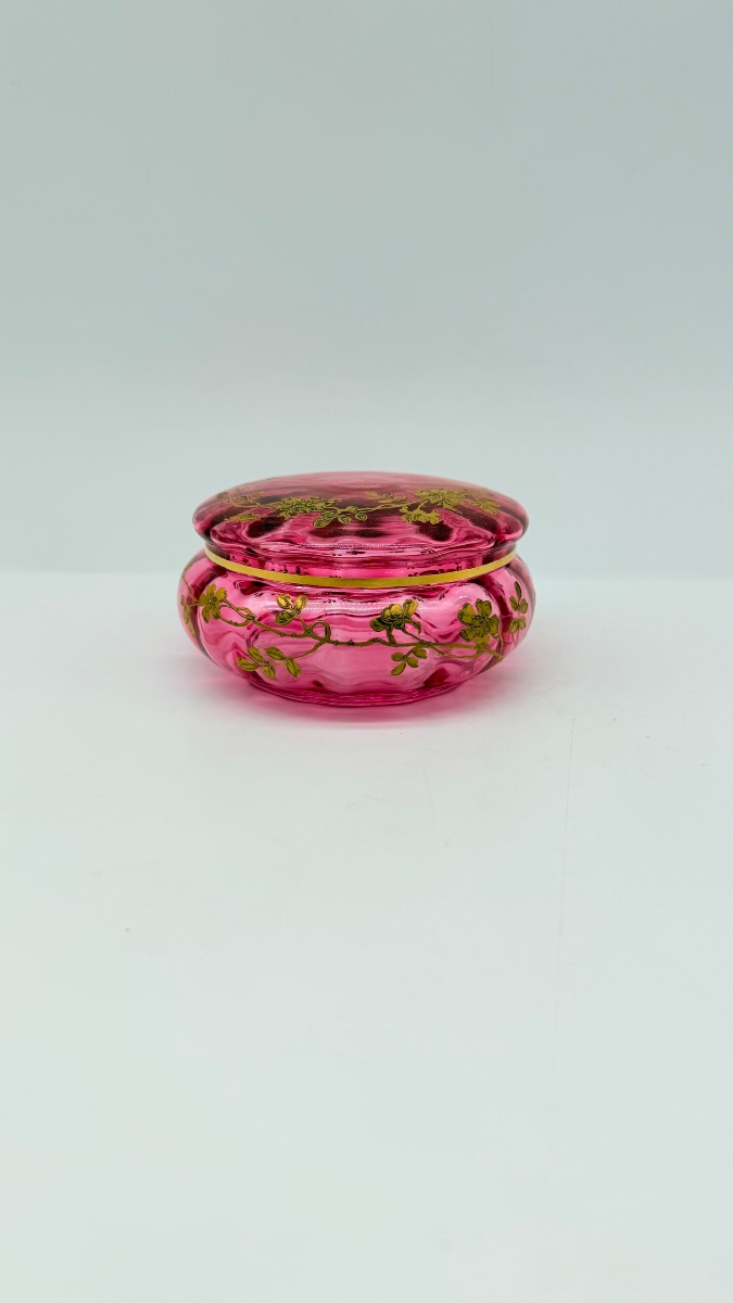 Baccarat Crystal Box With Gold Enamel, 19th Century-photo-8