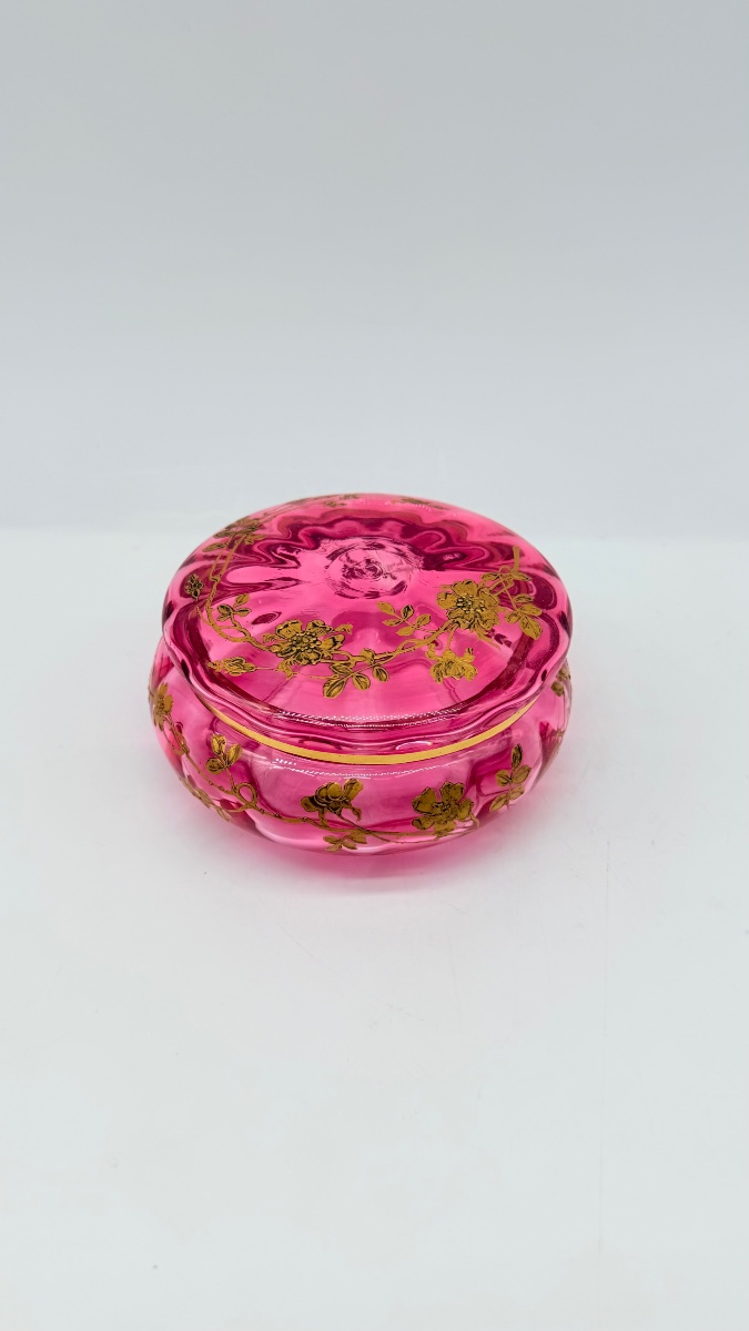Baccarat Crystal Box With Gold Enamel, 19th Century