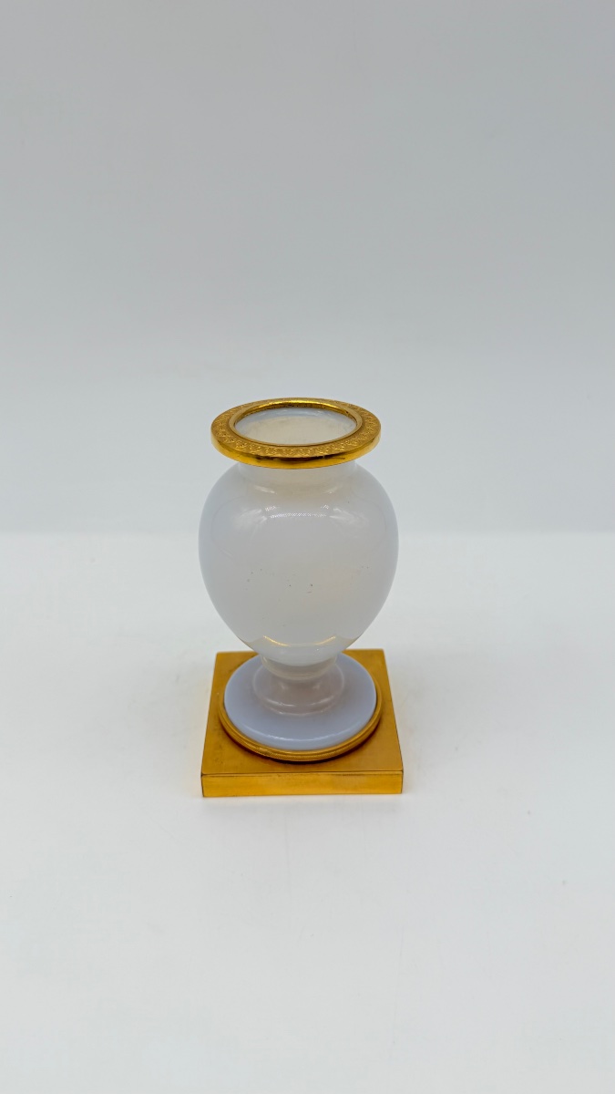 Bulle De Savon Opaline Glass Vase Resting On A Gilded Bronze Pedestal, Charles X-photo-8