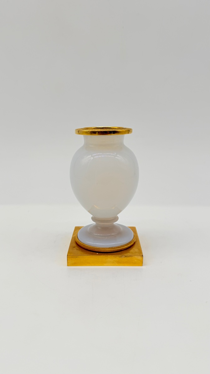 Bulle De Savon Opaline Glass Vase Resting On A Gilded Bronze Pedestal, Charles X