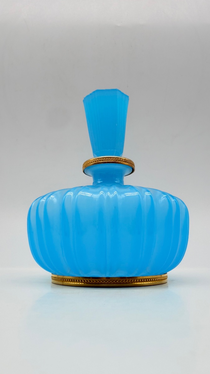 Flacon de parfum français en opaline bleue-photo-2