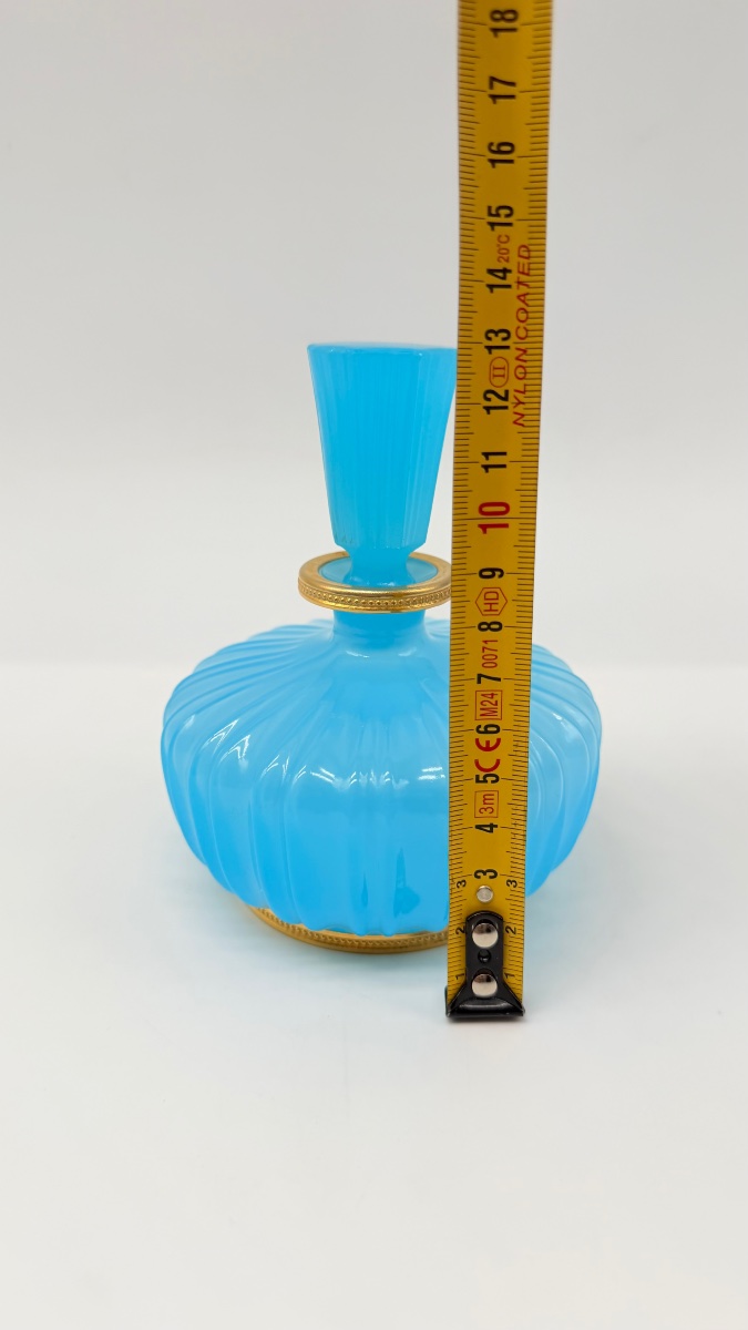Flacon de parfum français en opaline bleue-photo-3