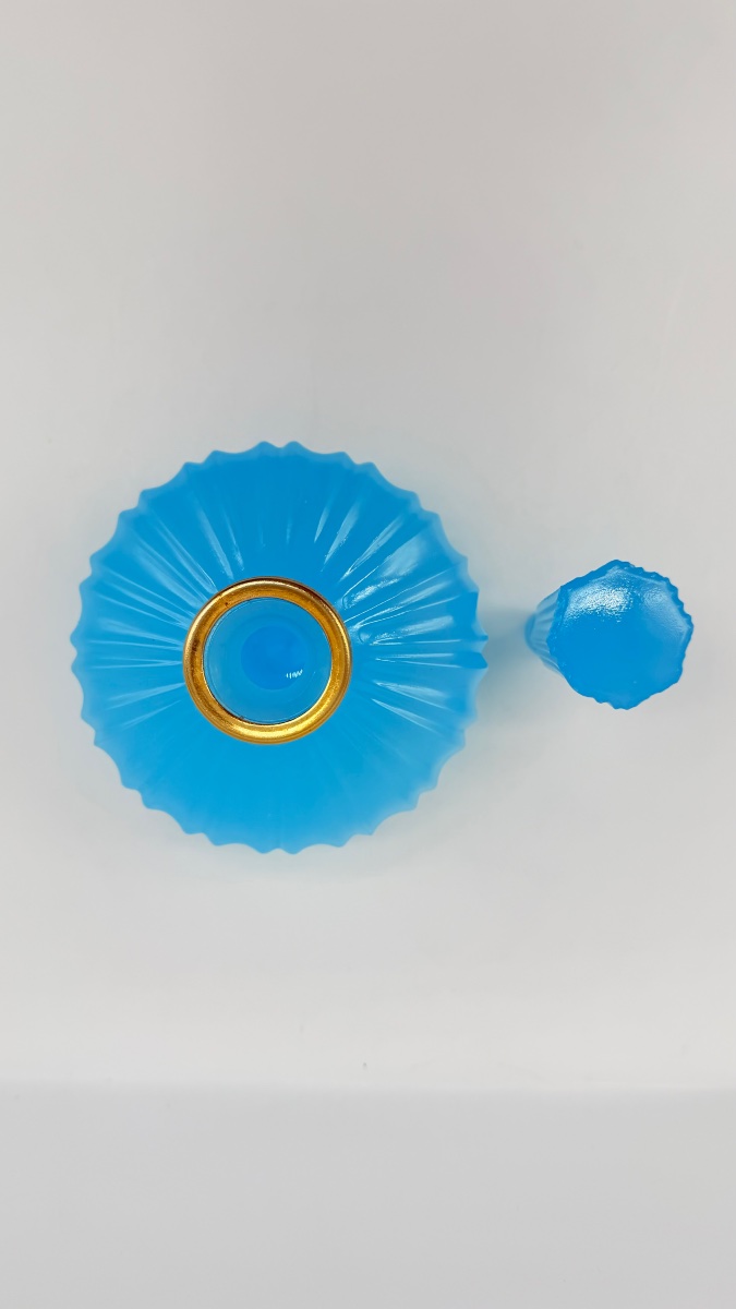 Flacon de parfum français en opaline bleue-photo-7