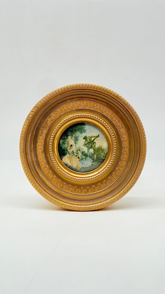 A Diamond-point-cut Crystal Powder Jar Topped With A Gilded Bronze Lid, Featuring A Miniature-photo-5