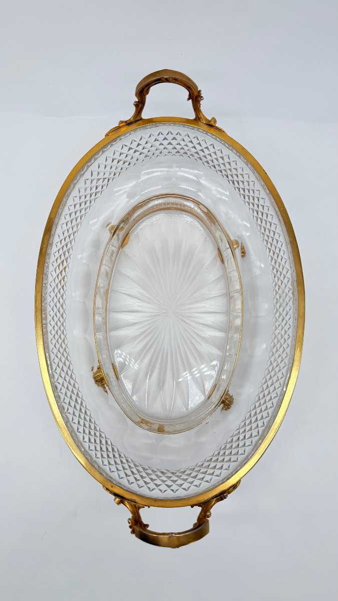 A Crystal Fruit Bowl With A Diamond-pointed Cut And A Gilded Bronze Mount-photo-3
