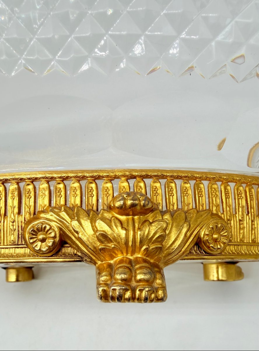 A Crystal Fruit Bowl With A Diamond-pointed Cut And A Gilded Bronze Mount-photo-1