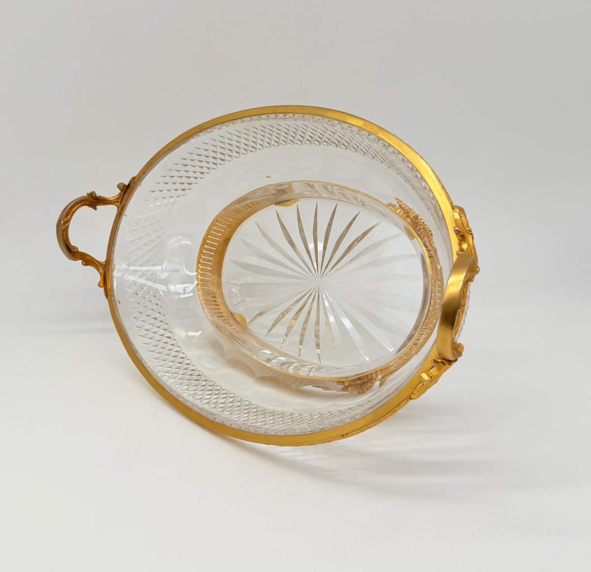 A Crystal Fruit Bowl With A Diamond-pointed Cut And A Gilded Bronze Mount-photo-5
