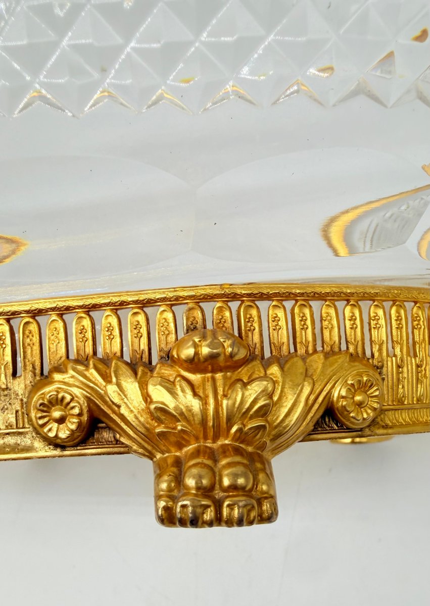 A Crystal Fruit Bowl With A Diamond-pointed Cut And A Gilded Bronze Mount-photo-6
