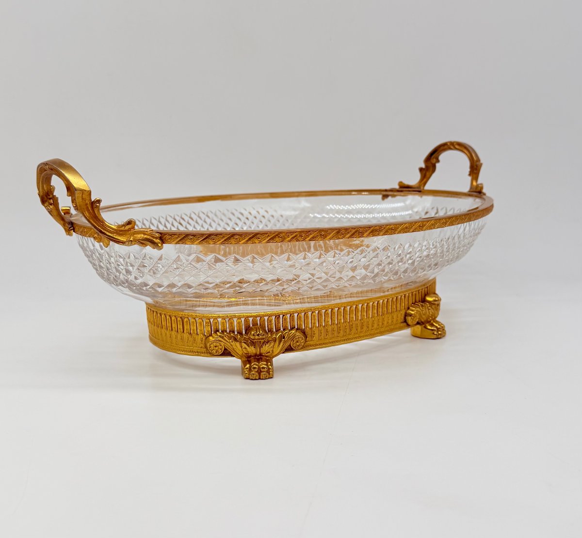 A Crystal Fruit Bowl With A Diamond-pointed Cut And A Gilded Bronze Mount-photo-7
