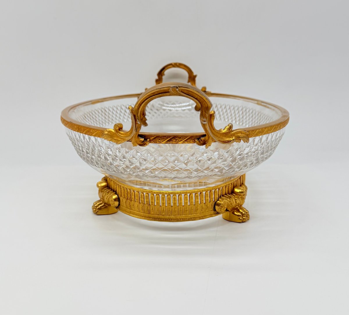 A Crystal Fruit Bowl With A Diamond-pointed Cut And A Gilded Bronze Mount-photo-8