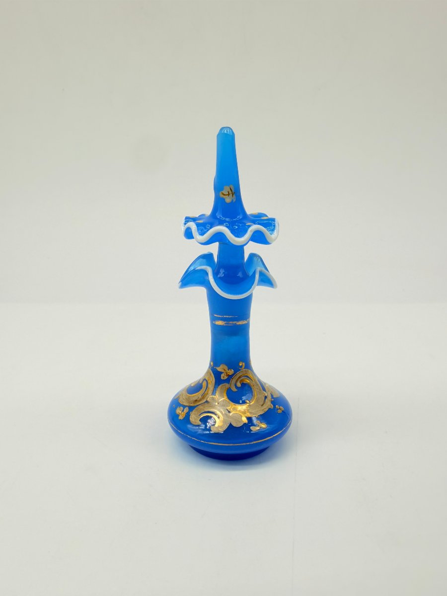 Turquoise Blue Opaline Scent Bottle With Gilt Enamel Decoration, Napoleon III Period-photo-2