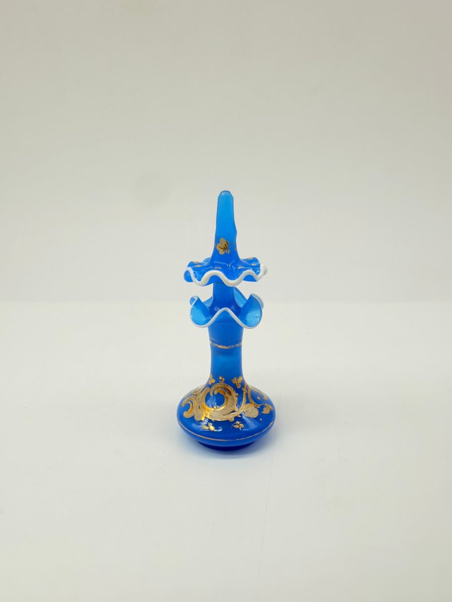 Turquoise Blue Opaline Scent Bottle With Gilt Enamel Decoration, Napoleon III Period-photo-4