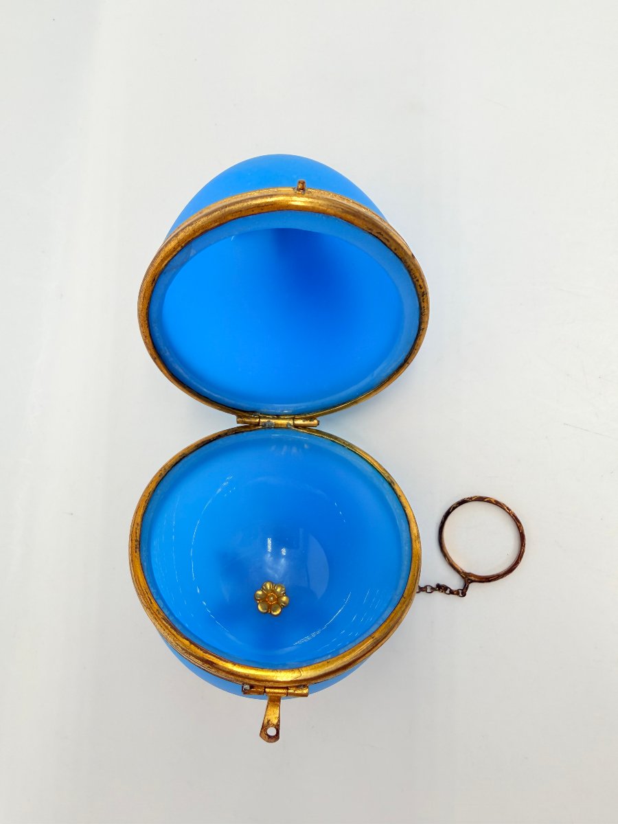 Cave à parfums en opaline bleue en forme d'œuf, France, XIXe siècle-photo-4