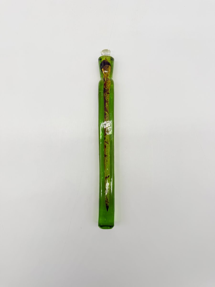 Flacon à sel ou à parfum en cristal  vert emeraude  gravé, Bohême, XIXe siècle-photo-2