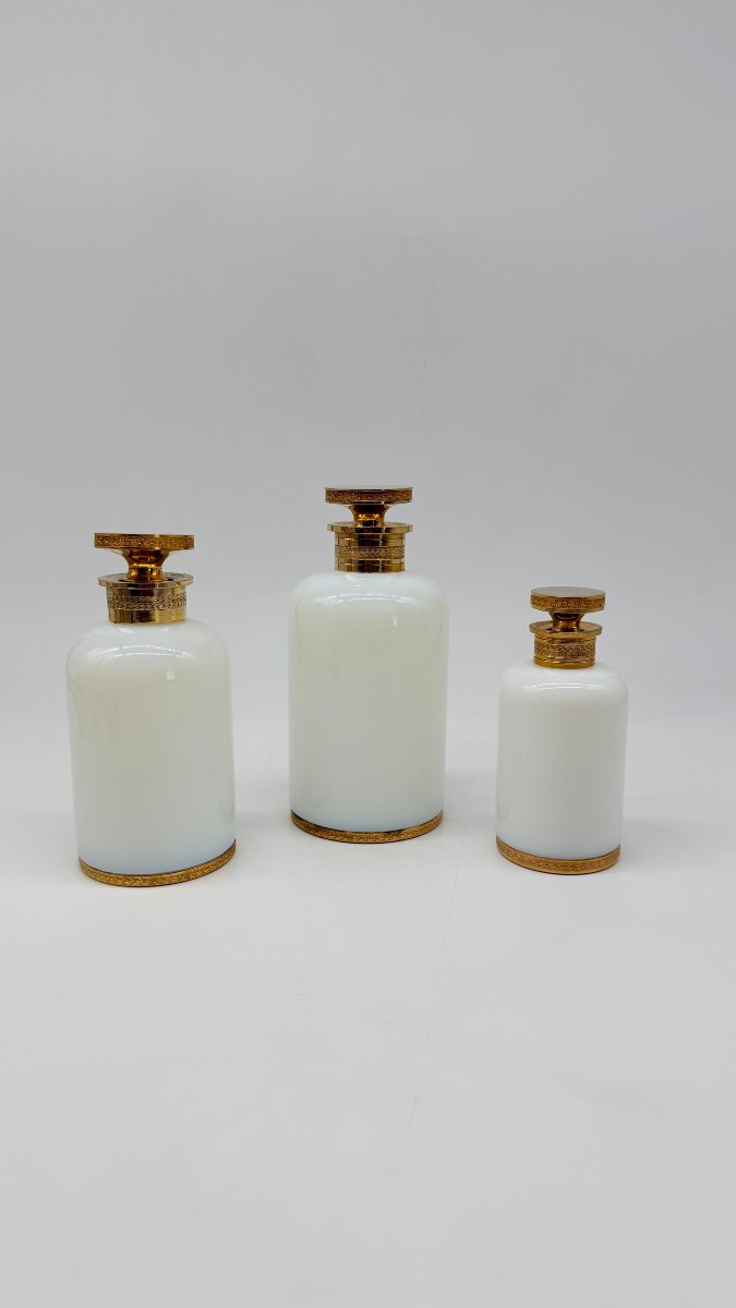 Set de trois flacons de parfum  en opaline irisée « bulle de savon », France, XXe siècle-photo-2