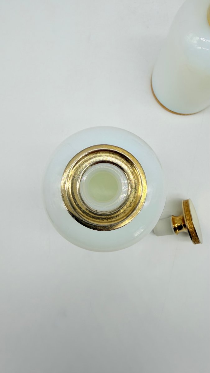 Set de trois flacons de parfum  en opaline irisée « bulle de savon », France, XXe siècle-photo-1