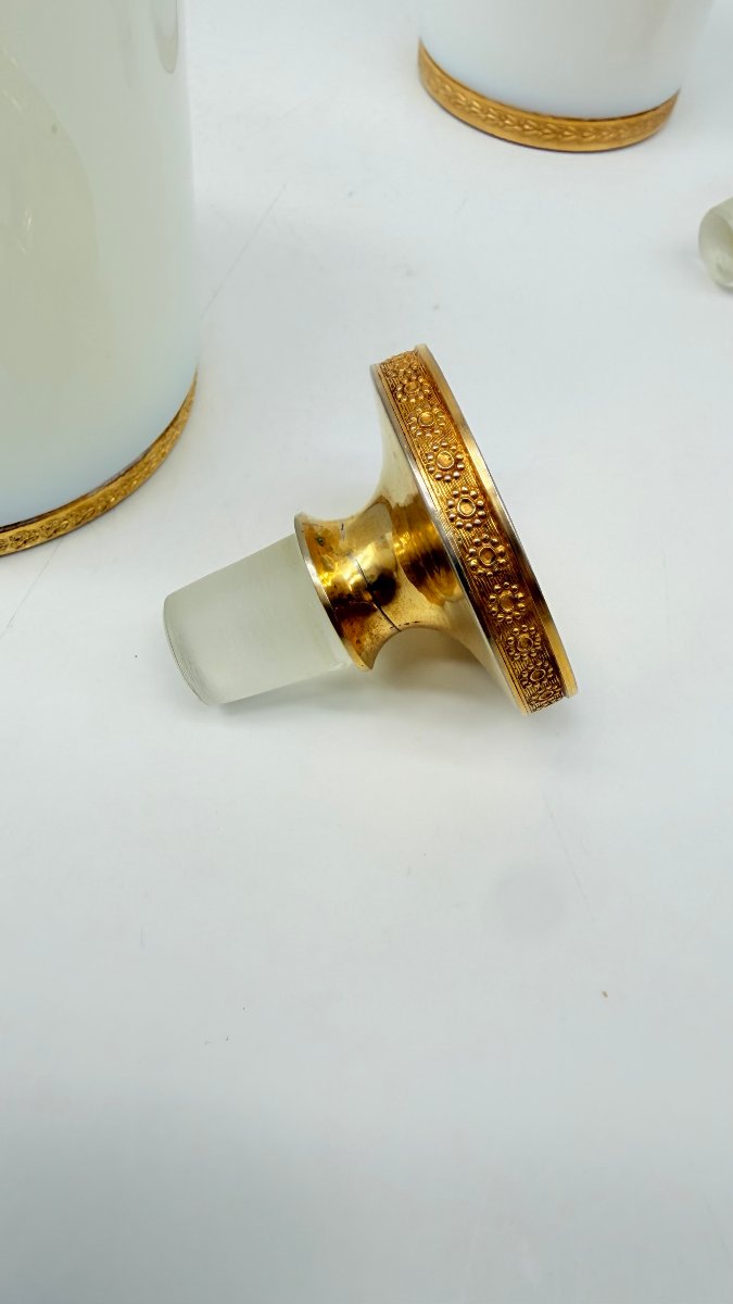 Set de trois flacons de parfum  en opaline irisée « bulle de savon », France, XXe siècle-photo-2