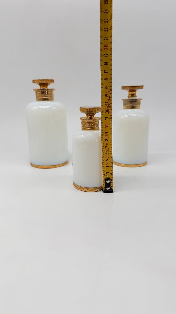Set de trois flacons de parfum  en opaline irisée « bulle de savon », France, XXe siècle-photo-7